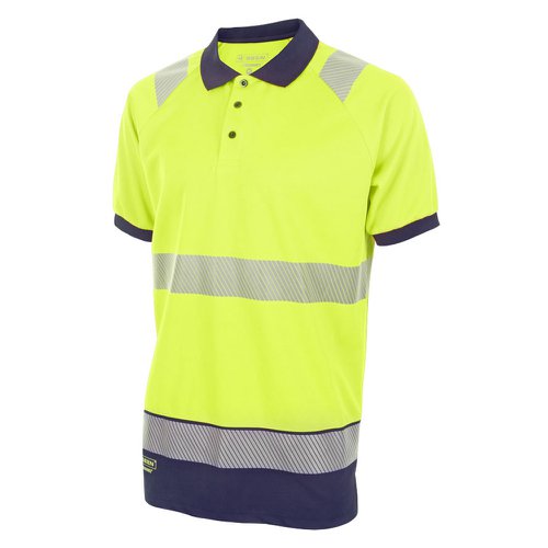 Beeswift Two-Tone High-Visibility Short Sleeve Polo Shirt Yellow/Navy Blue (Size S-4XL) HVTT010SYN