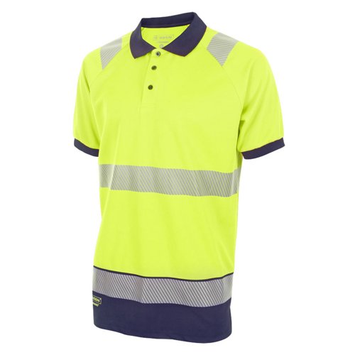 Beeswift Two Tone Short Sleeve Polo Shirt Saturn Yellow/Navy Blue XXL HVTT010SYNXXL