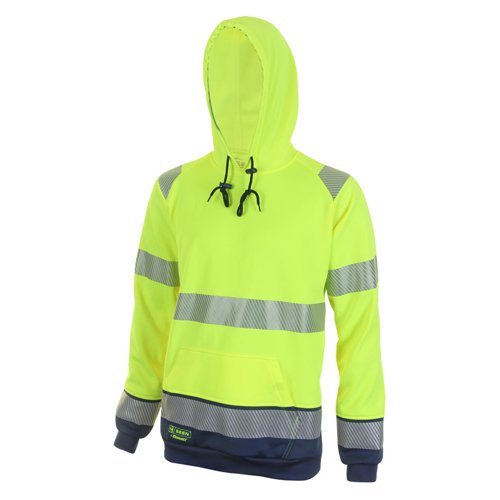 Beeswift Two Tone High-Visibility Hooded Sweatshirt Saturn Yellow/Navy Blue HVTT025SYN