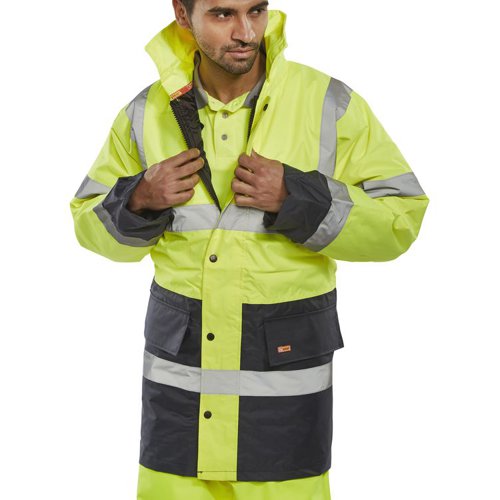 Beeswift Two Tone High-Visibility Traffic Jacket Saturn Yellow/Navy Blue TJSTTENGSYN