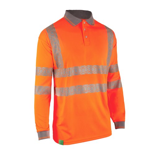 Beeswift Envirowear High-Visibility Long Sleeve Polo-Shirt Orange Small EWCPKLSORS