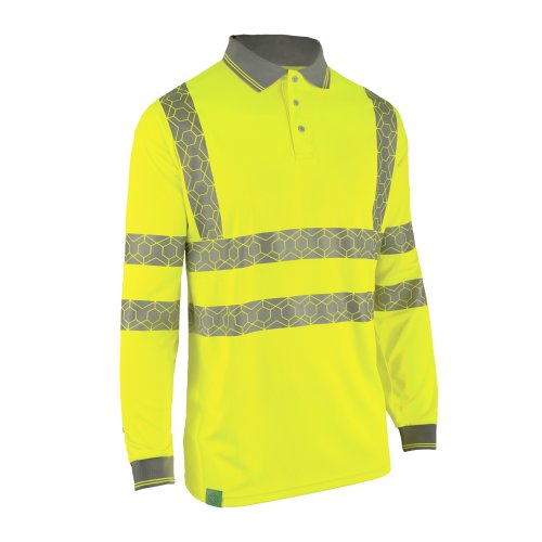 Beeswift Envirowear High-Visibility Long Sleeve Polo-Shirt Saturn Yellow XL EWCPKLSSYXL