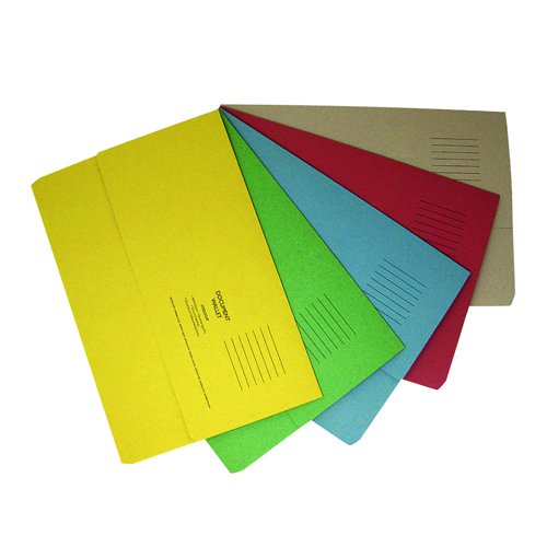 Half Flap Document Wallet Foolscap Assorted Colours 250gsm (Pack 50)