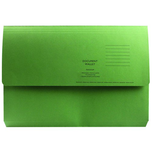 Half Flap Document Wallet Foolscap Green 250gsm (Pack 50)