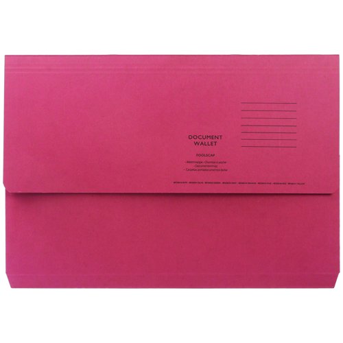 Half Flap Document Wallet Foolscap Red 250gsm (Pack 50)