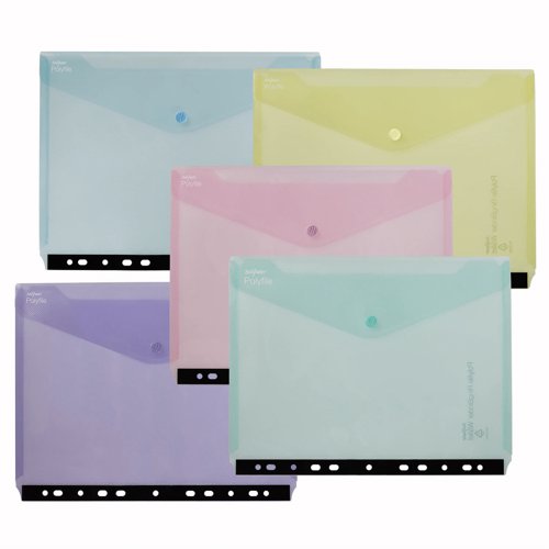 Snopake ReBorn Polyfile Ringbinder Wallet A4 Assorted Pastel Colours (Pack 5) 15916