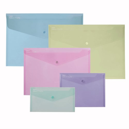Snopake ReBorn Polyfile Wallet Foolscap Assorted Pastel Colours (Pack 5) 15914