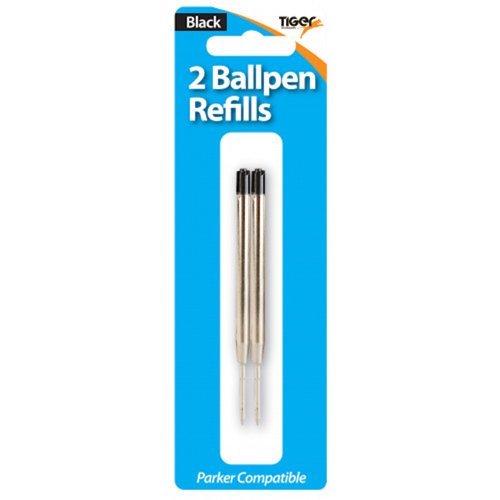 Ball Point Pen Refill Medium Black Suitable for Parker Type Pens (Pack 2)