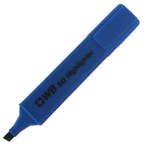 Square Highlighter Pen Blue (Pack 10)