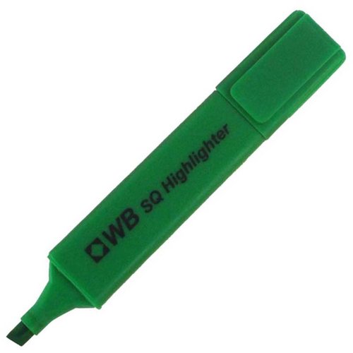 Square Highlighter Pen Green (Pack 10)