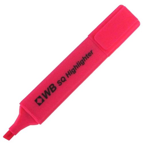 Square Highlighter Pen Pink (Pack 10)