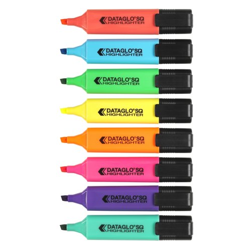 Square Highlighter Pen Assorted Colours (Pack 8)