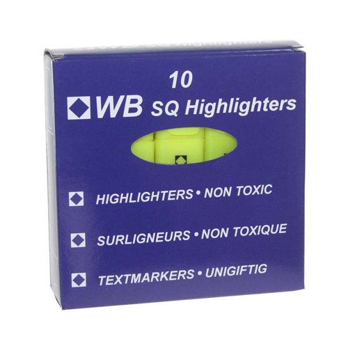 Square Highlighter Pen Assorted Colours (Pack 10)
