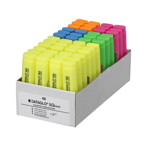 Square Highlighter Pen Assorted Colours (Pack 48)
