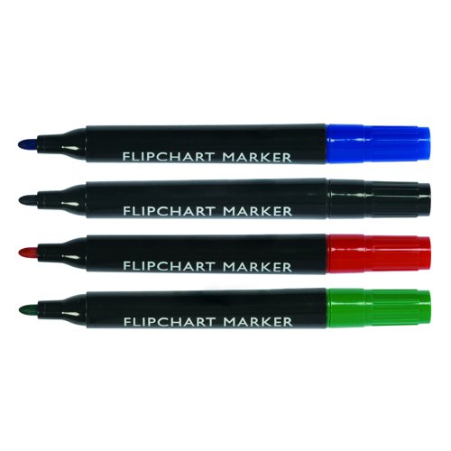 Value Flipchart Marker Pen Bullet Tip Assorted Colours (4)