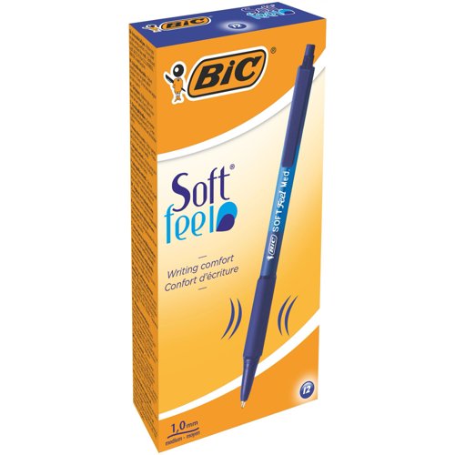 BIC Soft Feel Clic Ballpoint Pen Blue 914346