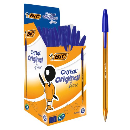 BIC Cristal Original Fine Ballpoint Pen Blue 872730