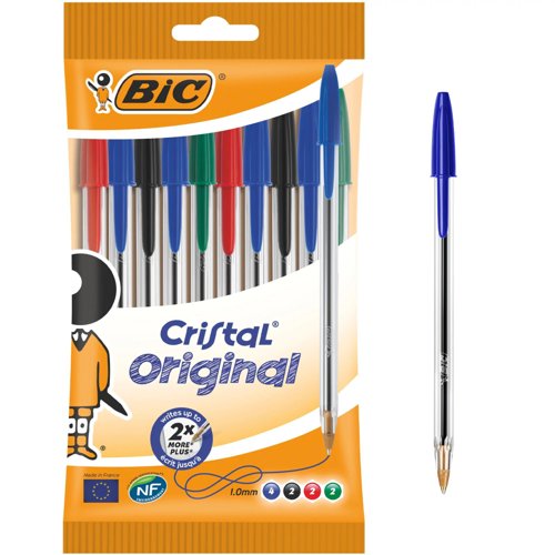 BIC Cristal Original Ballpoint Pen Medium Assorted Colours (Pack 10) 516354