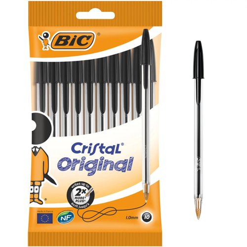 BIC Cristal Original Ballpoint Pen Medium Black (Pack 10) 516353