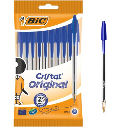 BIC Cristal Original Ballpoint Pen Medium Blue (Pack 10) 516352