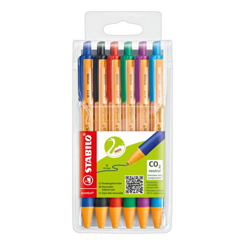 STABILO pointball Refillable Ballpoint Pen Assorted (Pack 6) 6030/6