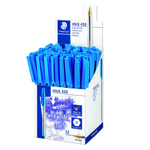 STAEDTLER 430 Stickpen Medium Tip Blue 430 M-3CP5