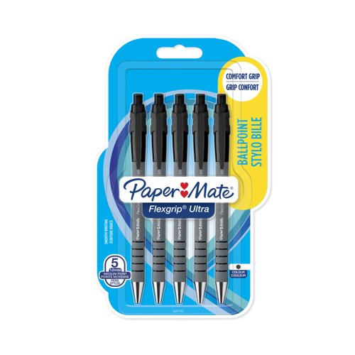 Paper Mate FlexGrip Retractable Ballpoint Pen Medium Black 2027751