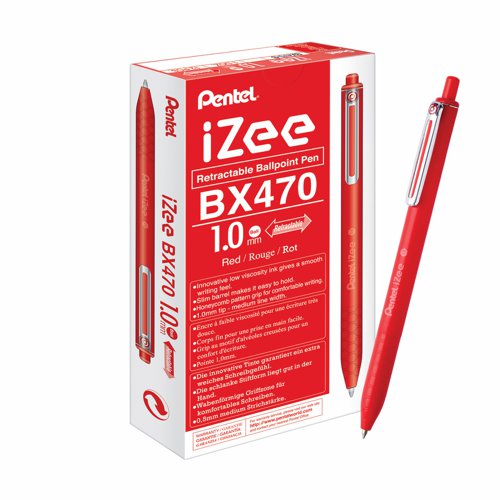 Pentel IZee Ballpoint Pen Retractable 1.0mm Red BX470-B