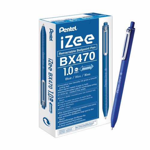 Pentel IZee Ballpoint Pen Retractable 1.0mm Blue BX470-C