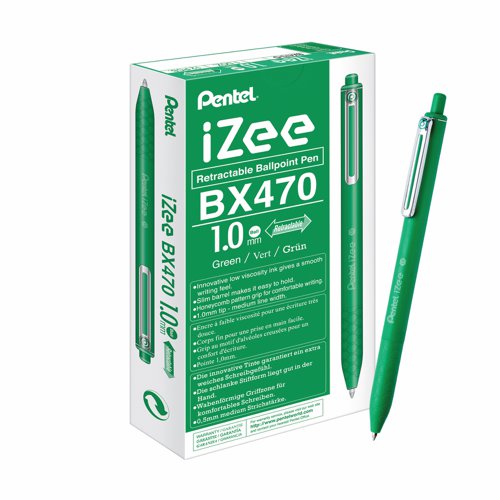 Pentel IZee Ballpoint Pen Retractable 1.0mm Green BX470-D