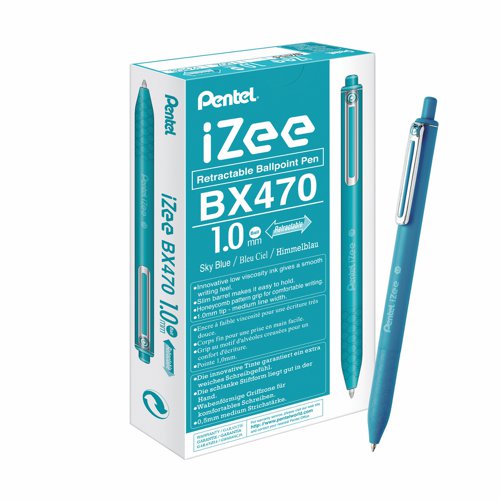 Pentel IZee Ballpoint Pen Retractable 1.0mm Sky Blue BX470-S