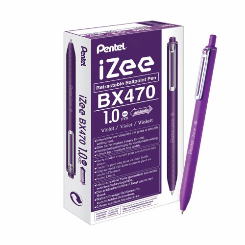 Pentel IZee Ballpoint Pen Retractable 1.0mm Violet BX470-V