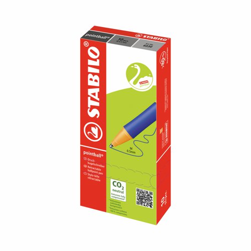 STABILO pointball Refillable Ballpoint Pen Black (Pack 10) 6030/46