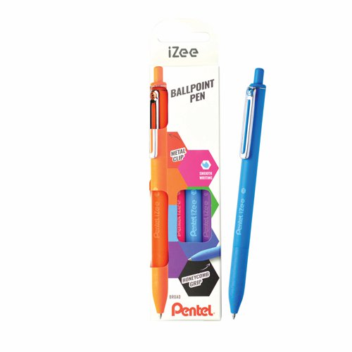 Pentel IZee Ballpoint Pen Retractable 1.0mm Assorted Colours (Pack 4) BX470/4-M