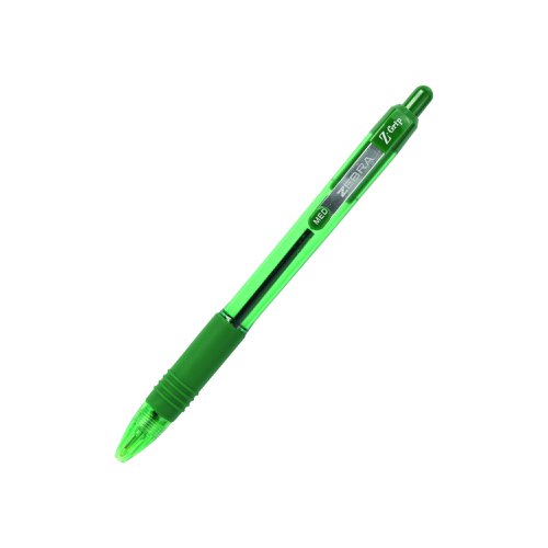 Zebra Z-Grip Smooth Retractable Ballpoint Pen 1.0mm Tip Green (Pack 12) 22564