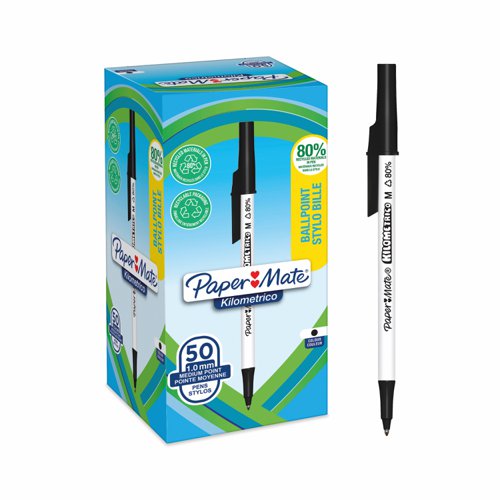 Paper Mate Kilometrico Ballpoint Pen Medium 1.0mm Black (Pack 50) 2187701