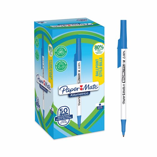 Paper Mate Kilometrico Ballpoint Pen Medium 1.0mm Blue (Pack 50) 2187702