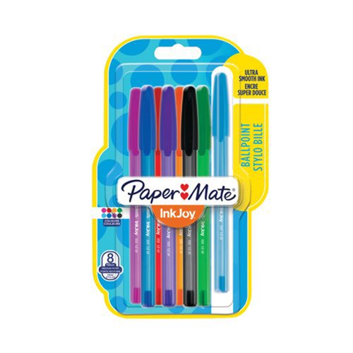 Paper Mate InkJoy 100 Ballpoint Pen Medium Assorted Colours (Pack 8) 1927074