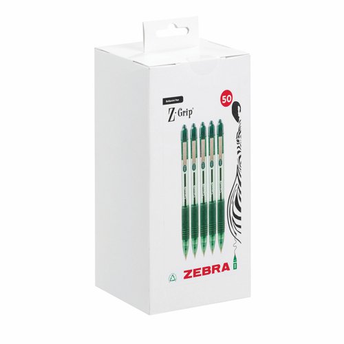 Zebra Z-Grip Smooth Ball Pen Green (Pack 50) 02766