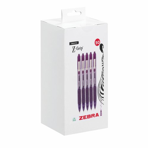 Zebra Z-Grip Smooth Ball Pen Violet (Pack 50) 02767