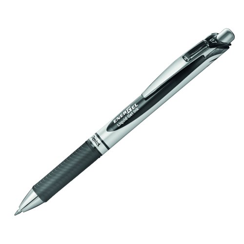 Pentel EnerGel XM Permanent Retractable Rollerball Pen 0.7mm Black BL77-AO