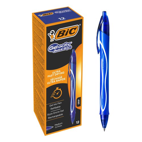 BIC Gel-ocity Quick Dry Gel Pen Medium Tip Blue 950442