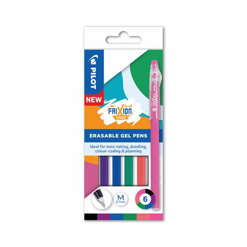 Pilot FriXion Stick Erasable Ball Pen Medium 0.7mm Assorted (Pack 6) 5012052061965