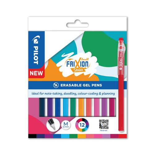 Pilot FriXion Stick Erasable Ball Pen Medium 0.7mm Assorted (Pack 12) 5012052061989