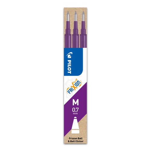Pilot FriXion Erasable Ball Pen Refill Medium 0.7mm Violet (Pack 3) 4902505356094