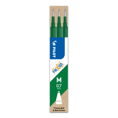 Pilot FriXion Erasable Ball Pen Refill Medium 0.7mm Green (Pack 3) 4902505356087