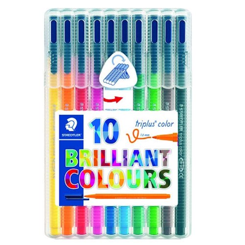 STAEDTLER Triplus Fineliner Pen Assorted Colours (Pack 10) 334-SB10