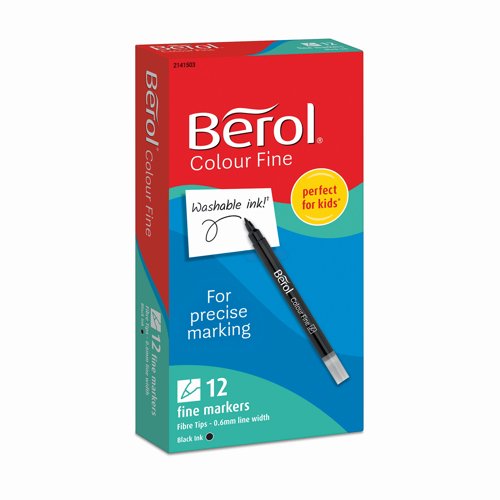 Berol Colour Fine Markers Black (Pack 12) 2141503