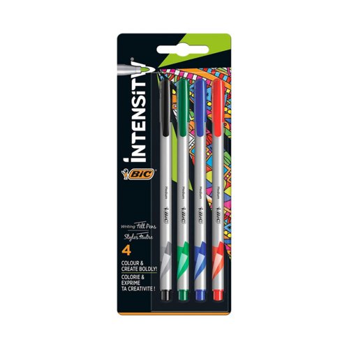 BIC Intensity Fineliner Pen Medium Tip Assorted Colours (Pack 4) 964824