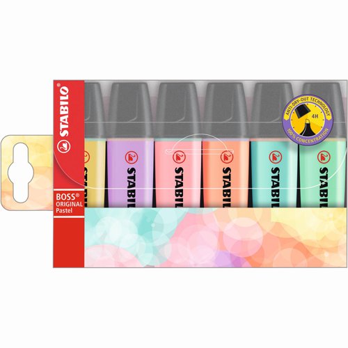 STABILO BOSS ORIGINAL Pastel Highlighter Assorted Pastel Colours (Pack 6) 70/6-2